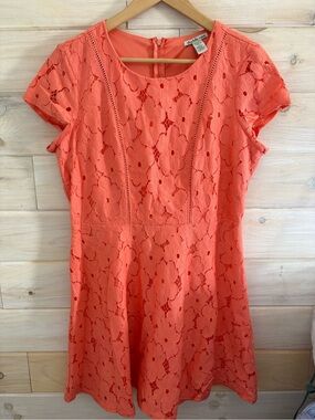 Charlotte Russe Coral Lace Fit-and-Flare Floral Dress